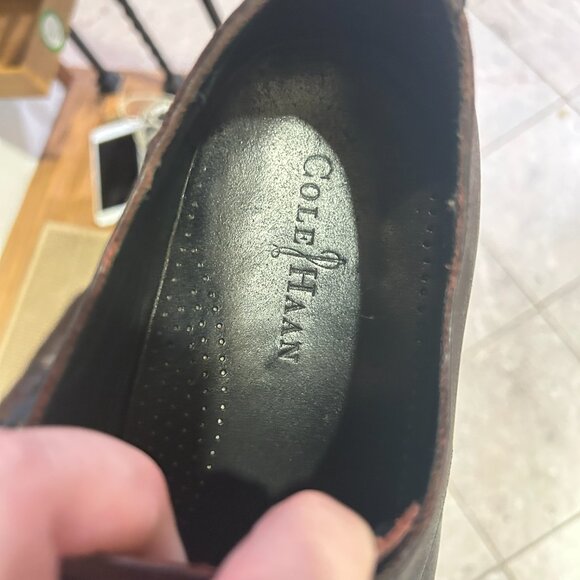 Cole Haan Brown Leather Lace Up Loafers Men’s 11M Blue Laces Vintage Classic - Picture 7 of 9